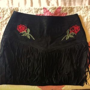 Western Inspired Fringe Mini Skirt